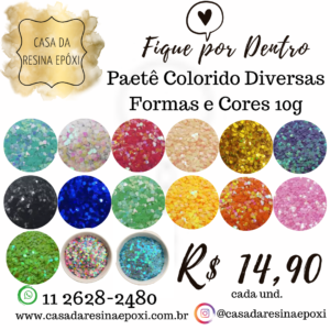 Paetê Colorido 10g - Cores e Formas Sortidas
