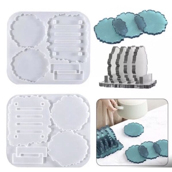 Molde Silicone - Kit c/ 04 Porta Copos + Suporte 9cm