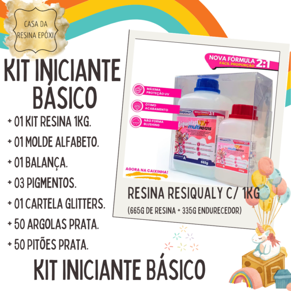 Kit Iniciante Básico - Resina 1kg + Molde Alfabeto