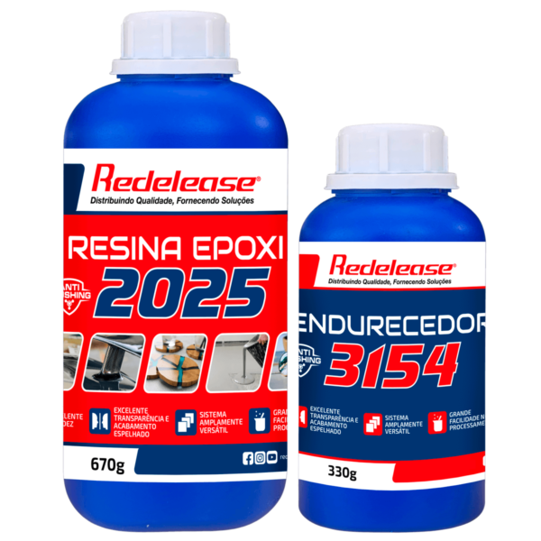 Resina 2025 Epoxi Transparente de Média Viscosidade Kit c/ 1kg