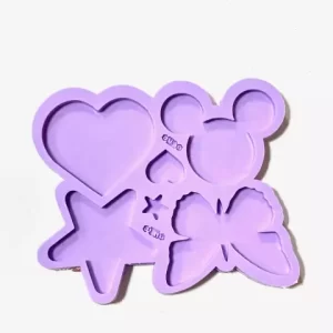 Molde Silicone (CMR225) - Pingentes Sortidos Grande (Coração / Mickey / Estrela / Borboleta)