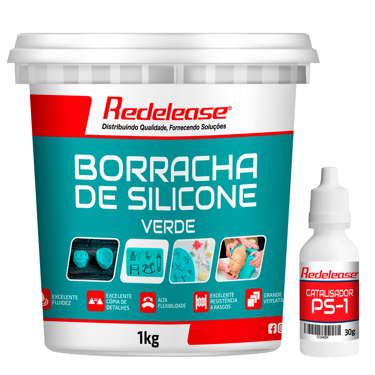 Borracha De Silicone Verde Alta Flex. c/ Catalisador 1kg